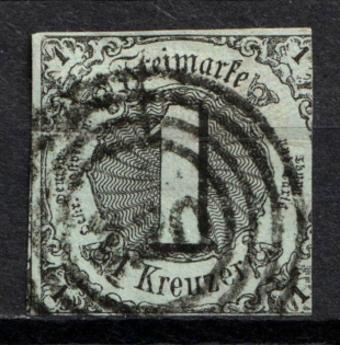 1856 1Kr Thurn und Taxis, German States, Germany (Mi. 7 b, Used, CV $40)