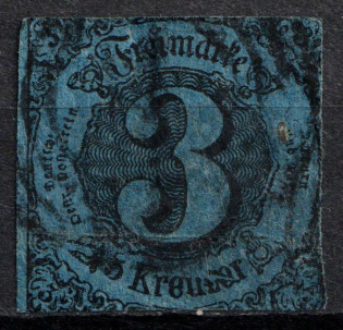 1852 3Kr Thurn und Taxis, German States, Germany (Mi. 8, Used, CV $40)