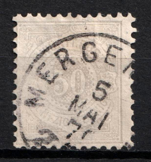 1875 50pf Wurttemberg, German States, Germany (Mi. 49, Used, CV $70)
