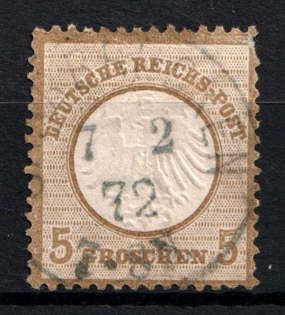 1872 5gr German Empire, Small Breast Plate, Germany (Mi. 6, Used, CV $170)