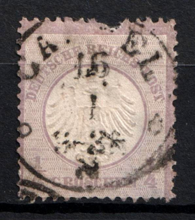 1872 1/4gr German Empire, Small Breast Plate, Germany (Mi. 1, Used, CV $170)