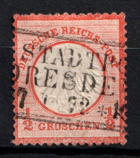 1872 1/2gr German Empire, Small Breast Plate, Germany (Mi. 3, Signed, Used, CV $80)