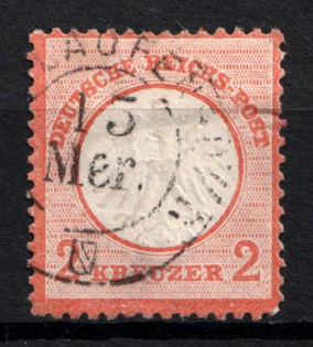 1872 2kr German Empire, Small Breast Plate, Germany (Mi. 8, Used, CV $560)