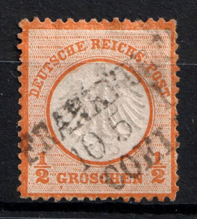 1872 1/2gr German Empire, Small Breast Plate, Germany (Mi. 14, Used, CV $90)