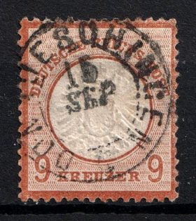 1872 9kr German Empire, Large Breast Plate, Germany (Mi. 27, Used, CV $770)