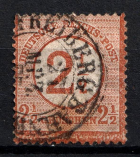 1874 2.5 on 2.5gr German Empire, Large Breast Plate, Germany (Mi. 29, Used, CV $80)