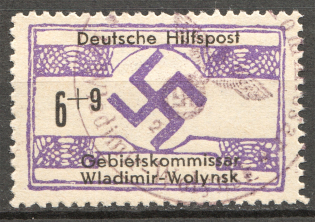 1944 Occupation of Volodymyr-Volynskyi (Grey Paper, Signed, CV $220, Cancelled)