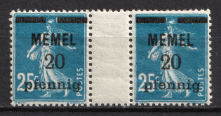 1920-22 20pf Memel, Germany, Gutter Pair (Mi. 20 b ZW, CV $40, MNH)