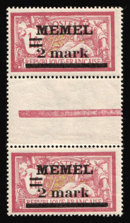 1920-22 2m Memel, Germany, Gutter Pair (Mi. 28 y ZS, MNH)