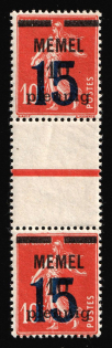 1921 15pf Memel, Germany, Gutter Pair (Mi. 34 ZS, CV $20, MNH)