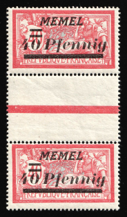 1922 40pf Memel, Germany, Gutter Pair (Mi. 60 ZS, MNH)