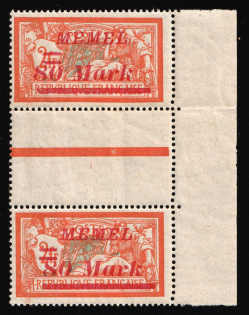 1922 80m Memel, Germany, Gutter Pair (Mi. 117 ZS, Margin, CV $50, MNH)