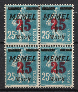 1923 25m Memel, Germany, Block of Four (Mi. 122, CV $40)
