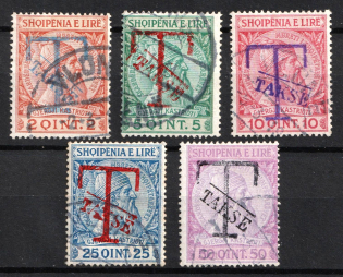 1914 Albania (Sc. J1 - J5, Full Set, Used, CV $80)