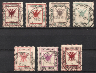 1917 Albania, Korytsa (Korca), Local Issue (Mi. 11 - 17, Full set, Used, CV $55)