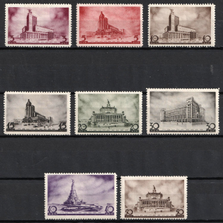 1937 Architecture of New Moscow, Soviet Union, USSR, Russia (Zv. 456 - 463, Full Set, CV $150)