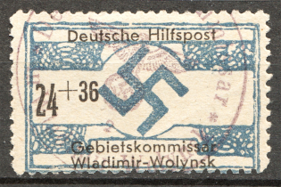 1944 Occupation of Volodymyr-Volynskyi (Grey Paper, CV $220, Cancelled)