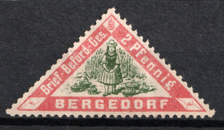 1887 2pf Bergedorf, Germany Local Post, Private City Mail (Mi. 1, CV $30)