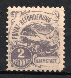 1895 2pf Darmstadt, Germany Local Post, Private City Mail (Mi. 2, CV $120, MNH)