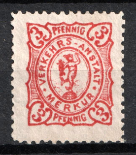 1896 3pf Eschweiler, Germany Local Post, Private City Mail (Mi. 1, CV $130)