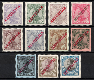 1910 Portugal (Scott 170, 172 - 175, 178 - 183, CV $50)