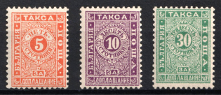 1896 Bulgaria, Postage Due Stamps (Mi. 13x, 14 - 15, Full Set, CV $60, MNH)