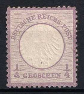 1872 1/4gr German Empire, Small Breast Plate, Germany (Mi. 1, CV $140)