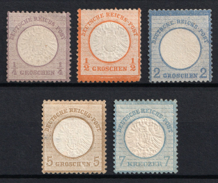 1872 German Empire, Large Breast Plates, Germany (Mi. 16, 18, 20, 22, 26, Signed, CV $90)