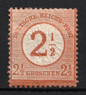 1874 2.5 on 2.5gr German Empire, Germany (Mi. 29, CV $70)