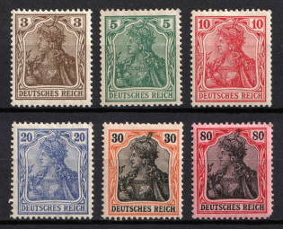 1905-13 German Empire, Germany (Mi. 84 I - 87 I, 89 I x, 93 I, CV $120)