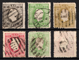 1870-84 Portugal (Scott 34d, 37, 39, 41d, 42, 45, Used, CV $120)