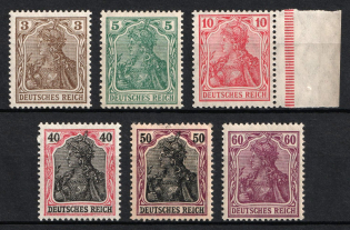 1915-19 German Empire, Germany (Mi. 84 II - 86 II, 90 II - 92 II, CV $50)