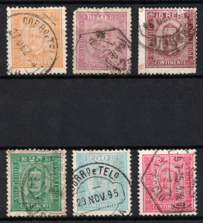 1892-93 Portugal (Scott 67, 68, 69, 71, 72a, 73b, Used, CV $30)