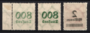1923 Weimar Republic, Germany (Mi. 301 A - 302 A, 309 B a var, OFFSET of Overprints, MNH)