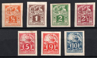 1922 Estonia (Mi. 32b - 35b, 37b - 39b, Imperforate, CV $130)