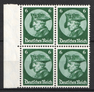 1933 6pf Third Reich, Germany, Block of Four (Mi. 479, Margin, CV $40, MNH)