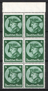 1933 6pf Third Reich, Germany, Block (Mi. 479, Margin, CV $40, MNH)