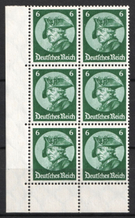 1933 6pf Third Reich, Germany, Block (Mi. 479, Corner Margin, CV $40, MNH)