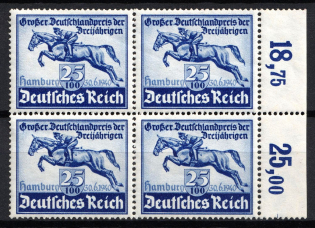 1940 25pf Third Reich, Germany, Block of Four (Mi. 746, Full Set, Margin, Plate Numbers, CV $190, MNH)