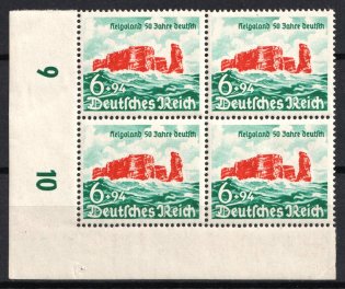 1940 6pf Third Reich, Germany, Block of Four (Mi. 750, Full Set, Corner Margin, Plate Numbers, CV $50)