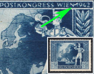 1942 3pf Third Reich, Germany (Mi. 820 I, 'WIEM' Instead of 'WIEN', CV $60)