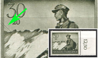 1944 30pf Third Reich, Germany (Mi. 885 I, 'Cable Car' Top Left, Margin, Plate Number, CV $30)