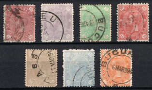 1890 - 1891 Romania (Mi. 83, 84a, 85 - 89, Used, CV $30)