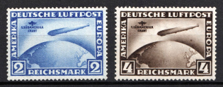 1930 Weimar Republic, Germany, Airmail (Mi. 438 Y - 439 Y, Full Set, CV $880)