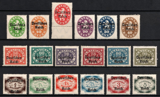 1920 Weimar Republic, Germany, Official Stamps (Mi. 34 - 51, Full Set, CV $90)