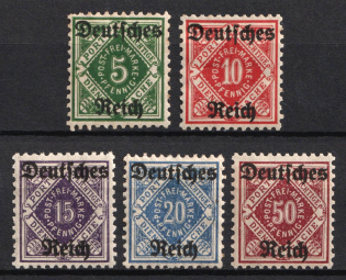 1920 Weimar Republic, Germany, Official Stamps (Mi. 52 - 56, Full Set, CV $30)