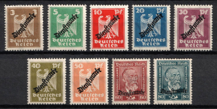 1924 Weimar Republic, Germany, Official Stamps (Mi. 105 - 113, Full Set, CV $60)