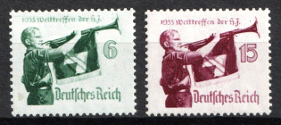1935 Third Reich, Germany (Mi. 584 x - 585 x, Full Set, CV $40, MNH)