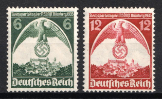 1935 Third Reich, Germany (Mi. 586 x - 587 x, Full Set, CV $30, MNH)
