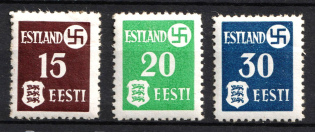 1941 Estonia, German Occupation, Germany (Mi. 1 y - 3 y, Full Set, CV $60, MNH)